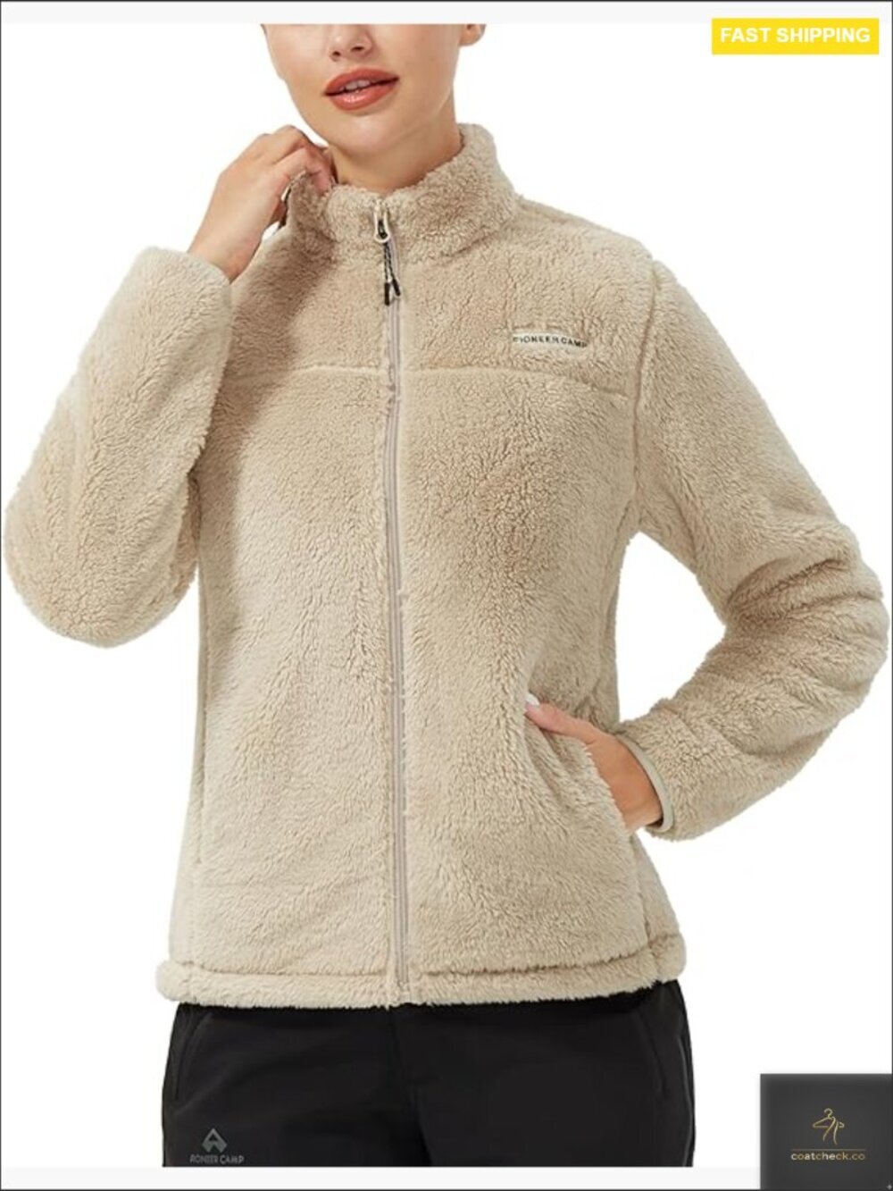 Fuzzy Fleece Jacket Lightweight Full Zip Warm Soft Coat for Spring Fall Winter